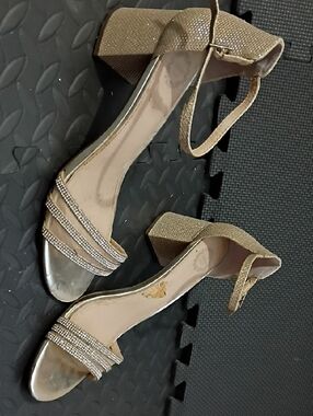 I Miller Gold Block Heel Ankle-Strap Sandals - Women
